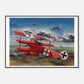 Thijs Postma - Poster - The Red Baron In His Fokker Dr.I Hunting For SE-5As - Metal Frame Poster - Metal Frame TP Aviation Art 70x100 cm / 28x40″ 