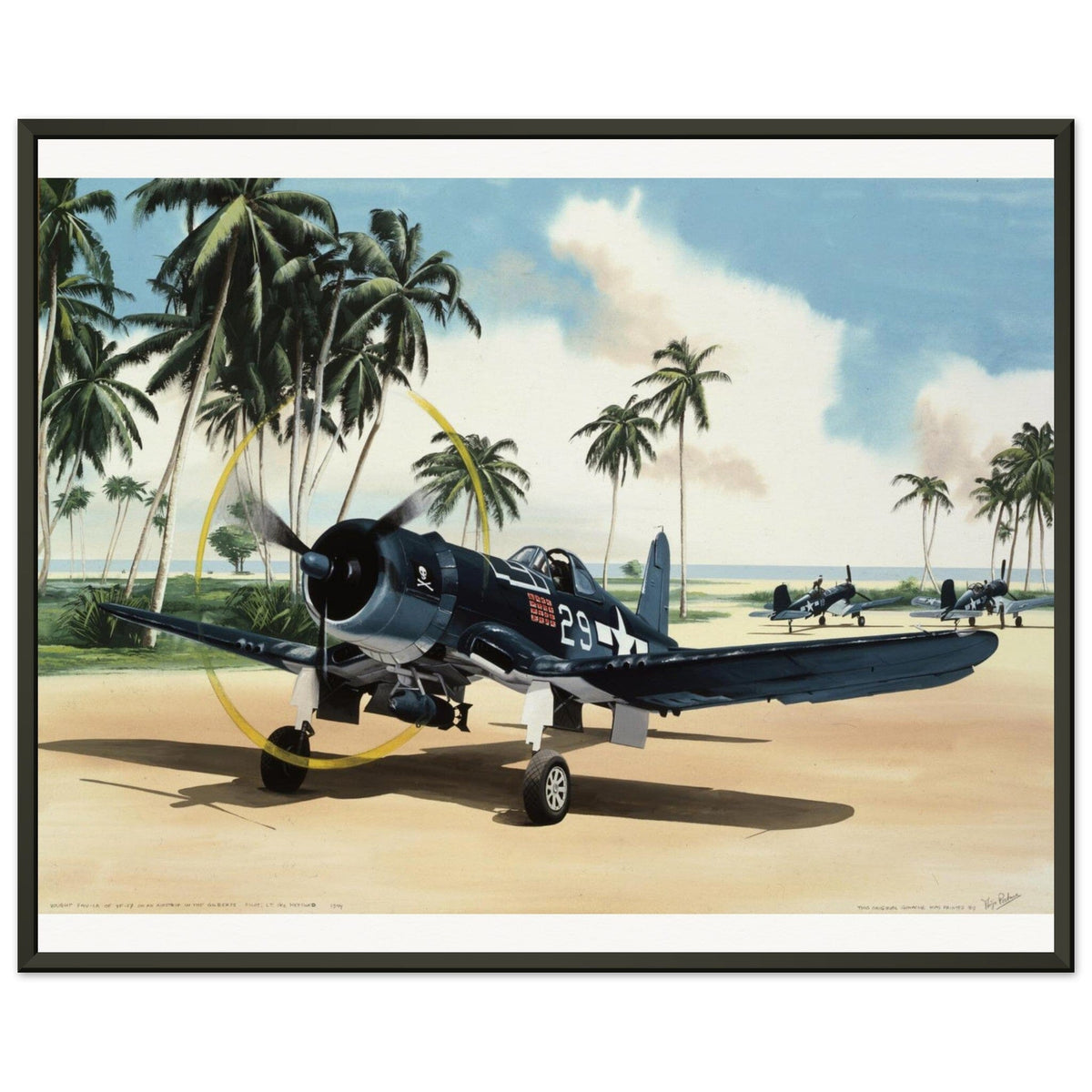 Thijs Postma - Poster - Vought F4U-1A Corsair Of Lt Ike Kepford In The Pacific - Metal Frame Poster - Metal Frame TP Aviation Art 40x50 cm / 16x20″ 