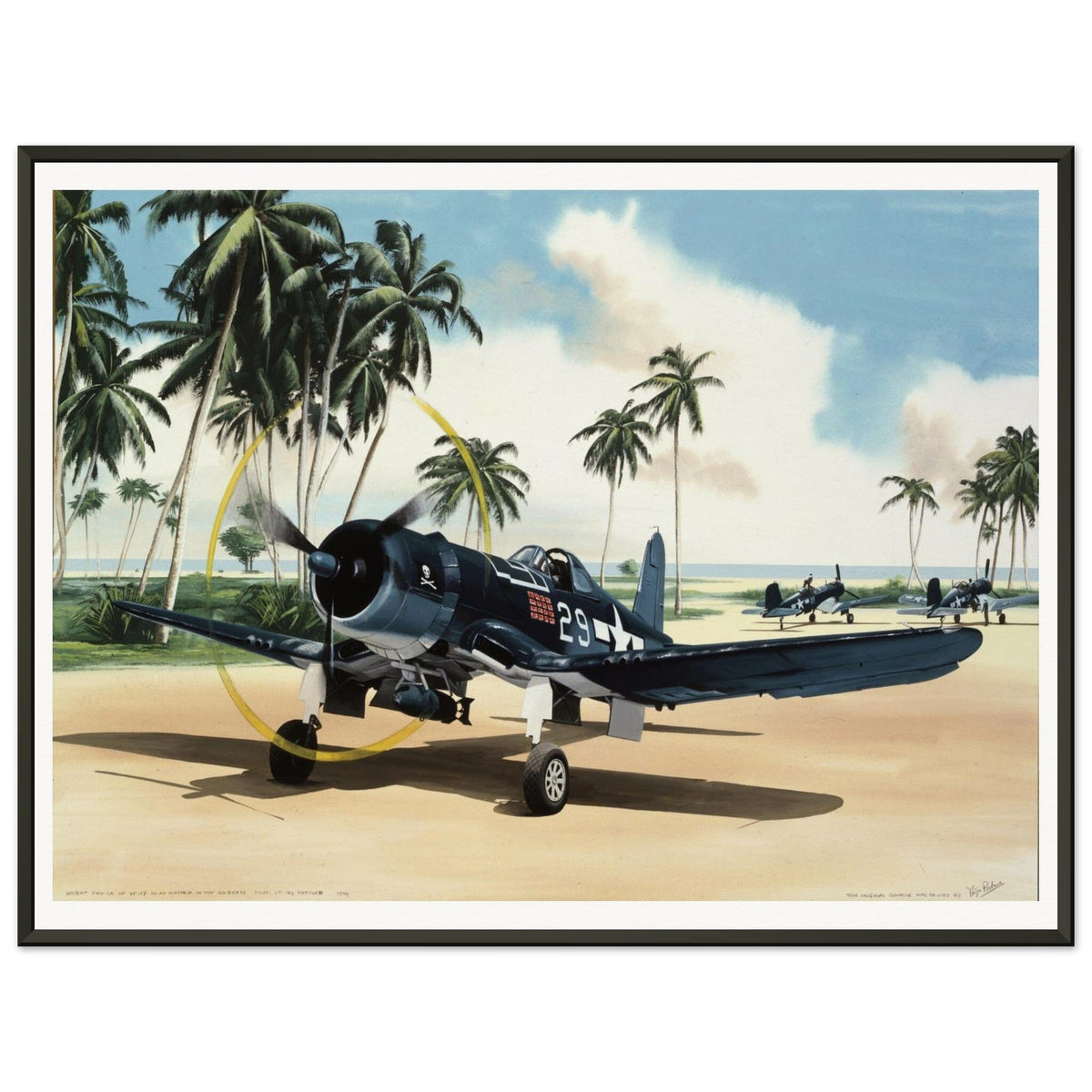 Thijs Postma - Poster - Vought F4U-1A Corsair Of Lt Ike Kepford In The Pacific - Metal Frame Poster - Metal Frame TP Aviation Art 45x60 cm / 18x24″ 