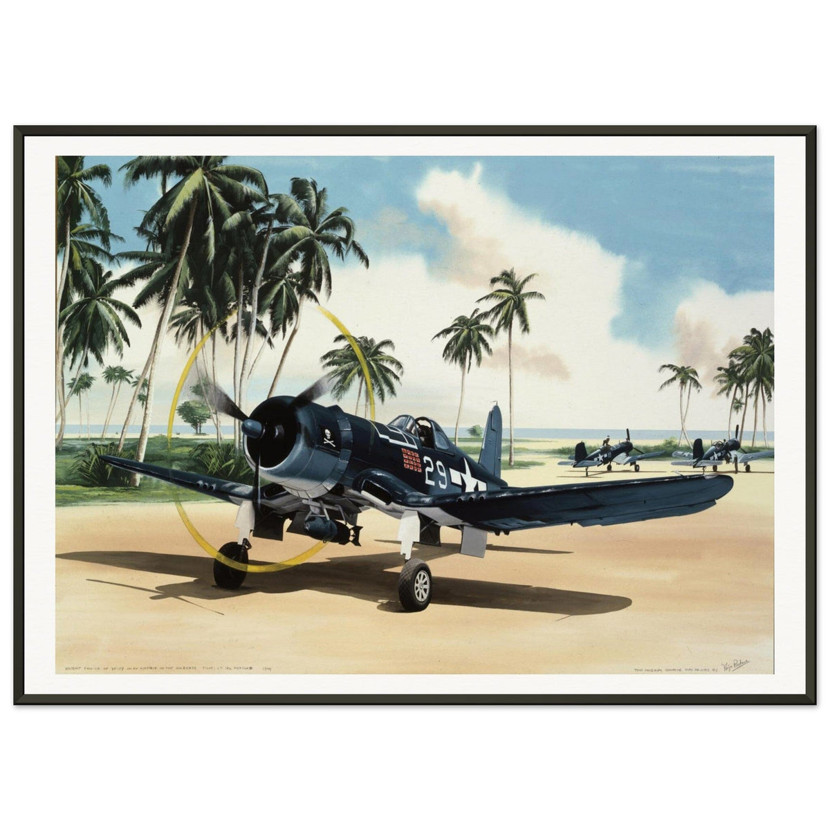 Thijs Postma - Poster - Vought F4U-1A Corsair Of Lt Ike Kepford In The Pacific - Metal Frame Poster - Metal Frame TP Aviation Art 50x70 cm / 20x28″ 