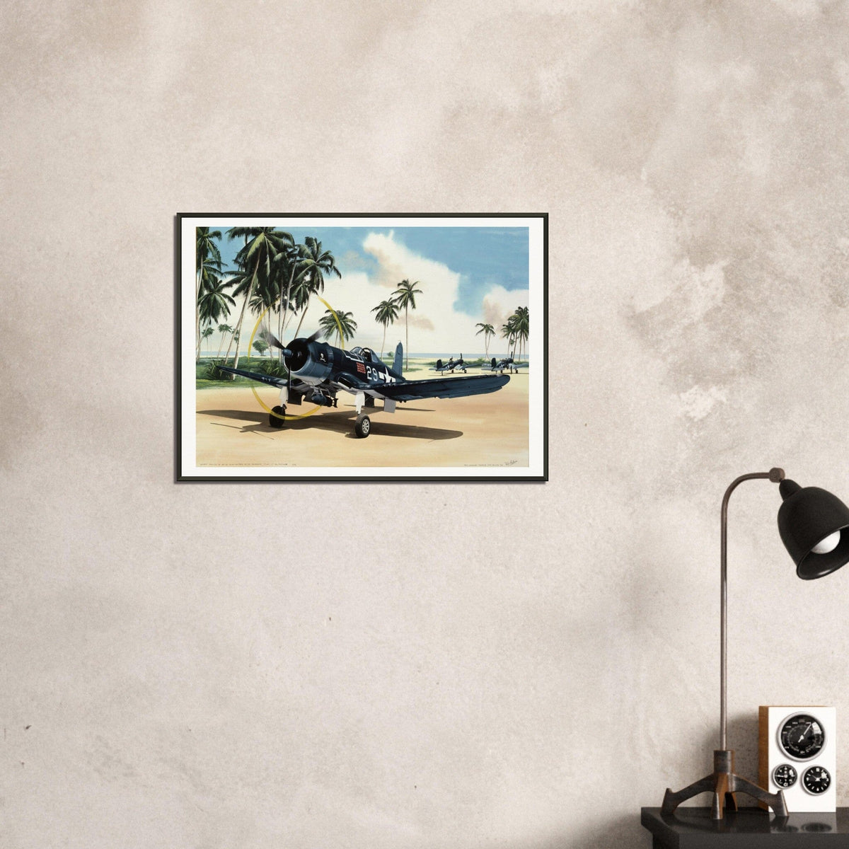 Thijs Postma - Poster - Vought F4U-1A Corsair Of Lt Ike Kepford In The Pacific - Metal Frame Poster - Metal Frame TP Aviation Art 