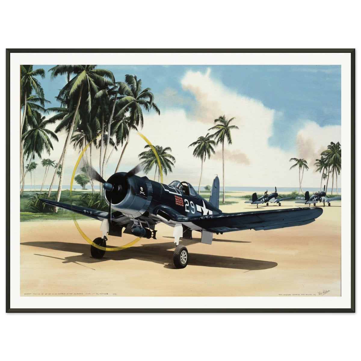 Thijs Postma - Poster - Vought F4U-1A Corsair Of Lt Ike Kepford In The Pacific - Metal Frame Poster - Metal Frame TP Aviation Art 60x80 cm / 24x32″ 