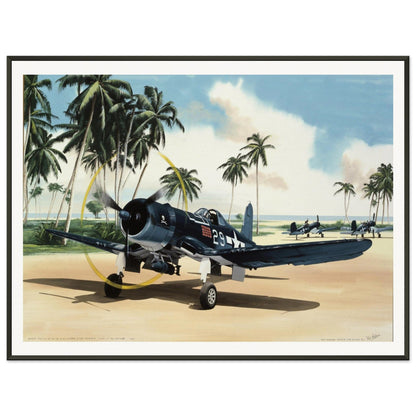 Thijs Postma - Poster - Vought F4U-1A Corsair Of Lt Ike Kepford In The Pacific - Metal Frame Poster - Metal Frame TP Aviation Art 60x80 cm / 24x32″ 