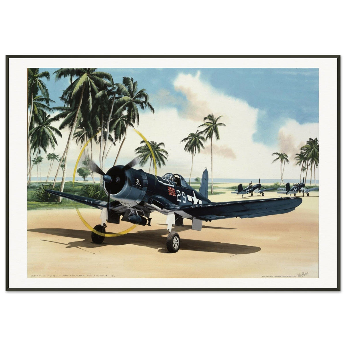 Thijs Postma - Poster - Vought F4U-1A Corsair Of Lt Ike Kepford In The Pacific - Metal Frame Poster - Metal Frame TP Aviation Art 70x100 cm / 28x40″ 