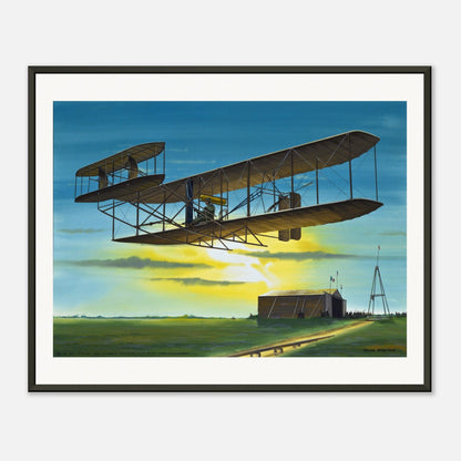 Thijs Postma - Poster - Wright Flyer First Flight Over The Netherlands 1909 - Metal Frame Poster - Metal Frame TP Aviation Art 40x50 cm / 16x20″ 