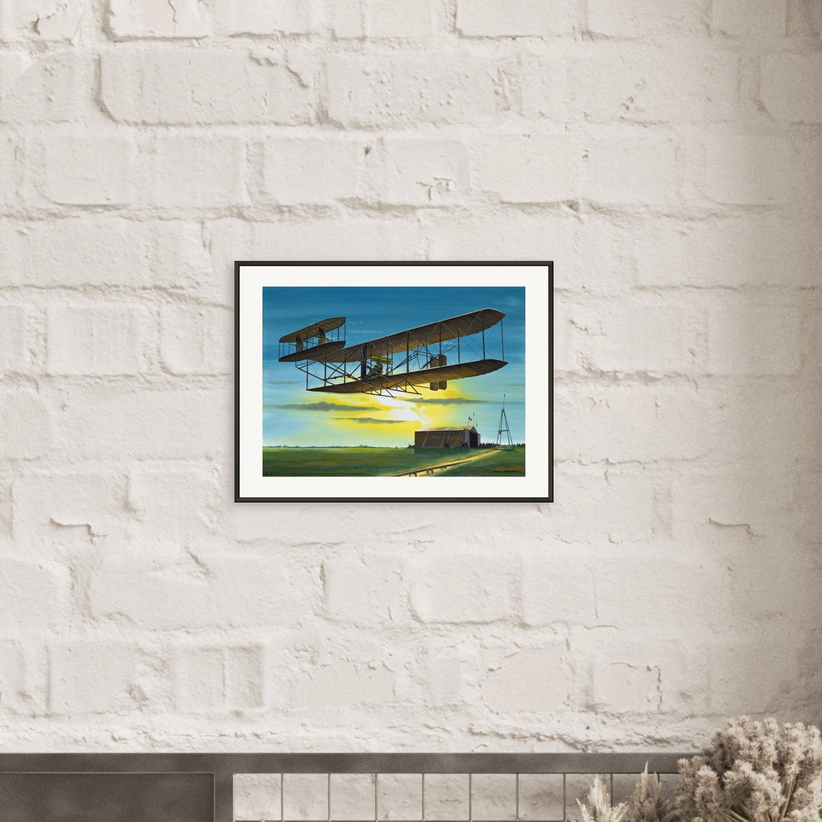 Thijs Postma - Poster - Wright Flyer First Flight Over The Netherlands 1909 - Metal Frame Poster - Metal Frame TP Aviation Art 