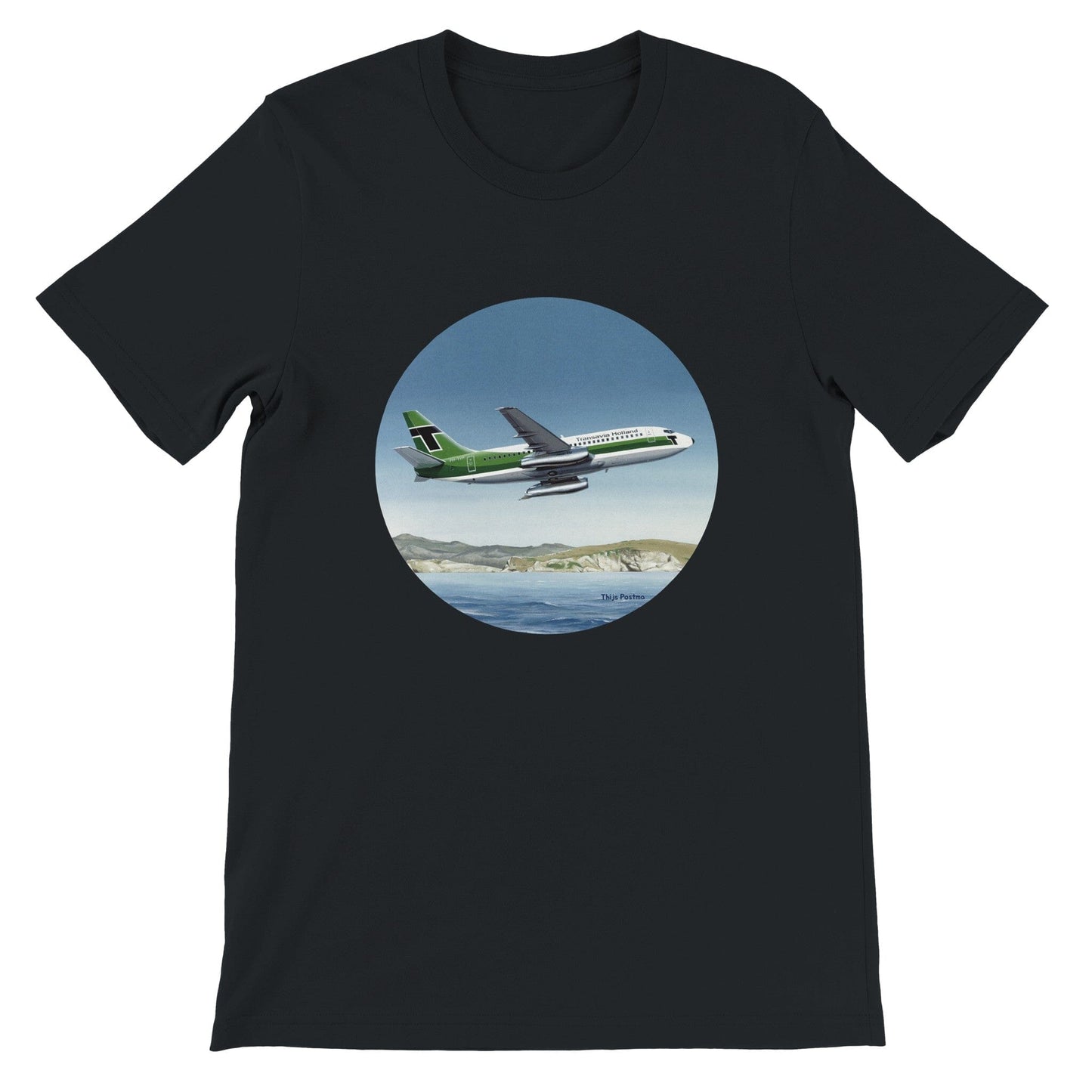 Thijs Postma - T-shirt - Boeing 737-200 Transavia Türkiye - Premium Unisex T-shirt TP Aviation Art Black S 