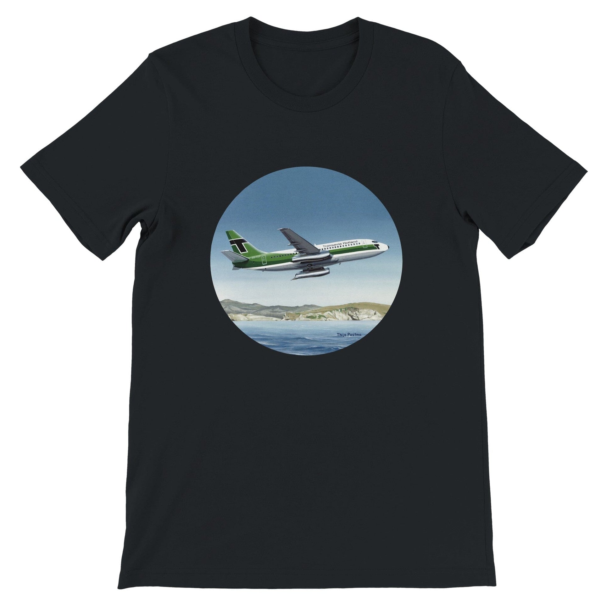 Thijs Postma - T-shirt - Boeing 737-200 Transavia Türkiye - Premium Unisex T-shirt TP Aviation Art Black S 
