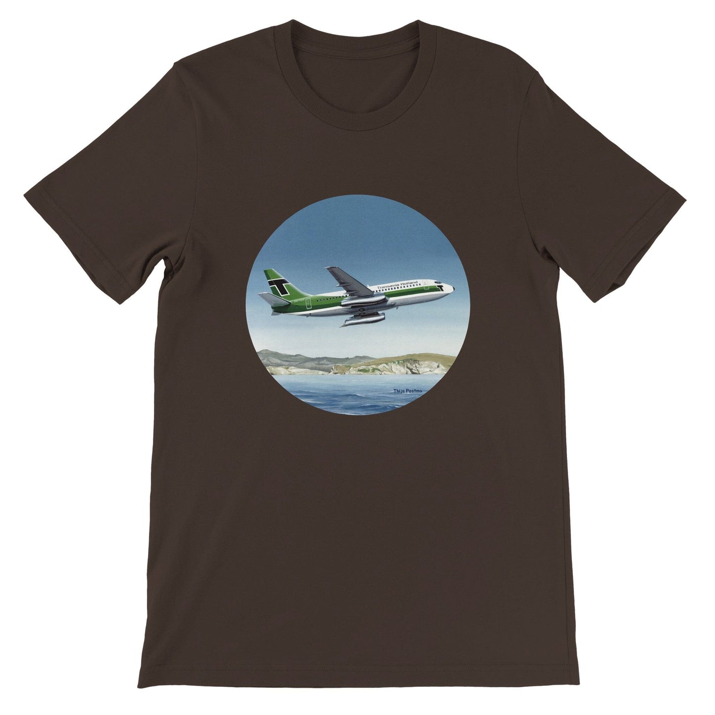 Thijs Postma - T-shirt - Boeing 737-200 Transavia Türkiye - Premium Unisex T-shirt TP Aviation Art Brown S 
