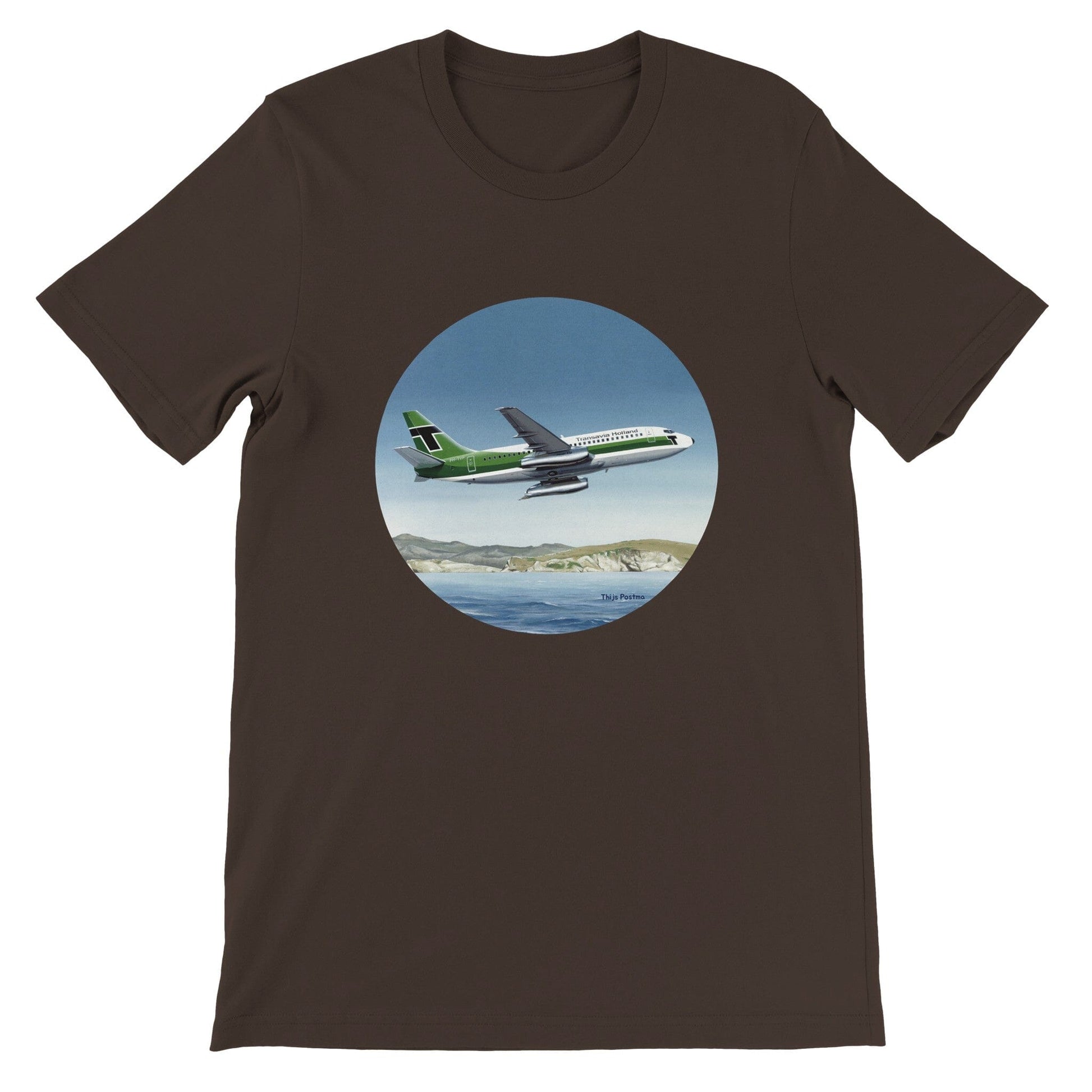 Thijs Postma - T-shirt - Boeing 737-200 Transavia Türkiye - Premium Unisex T-shirt TP Aviation Art Brown S 