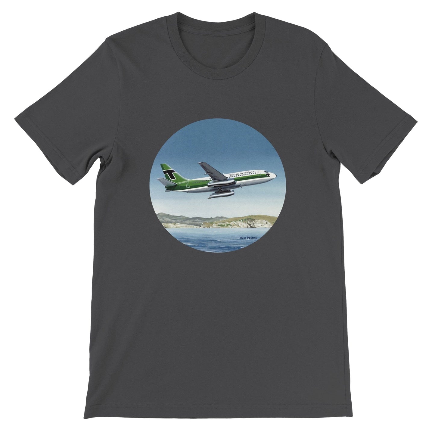 Thijs Postma - T-shirt - Boeing 737-200 Transavia Türkiye - Premium Unisex T-shirt TP Aviation Art Dark Grey S 