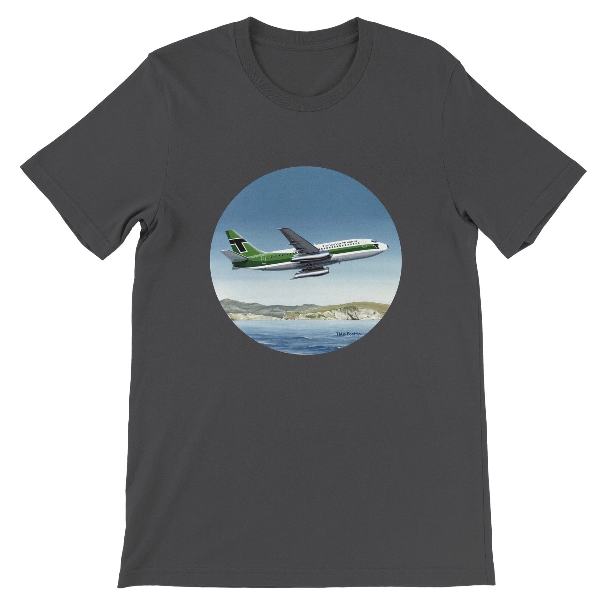 Thijs Postma - T-shirt - Boeing 737-200 Transavia Türkiye - Premium Unisex T-shirt TP Aviation Art Dark Grey S 