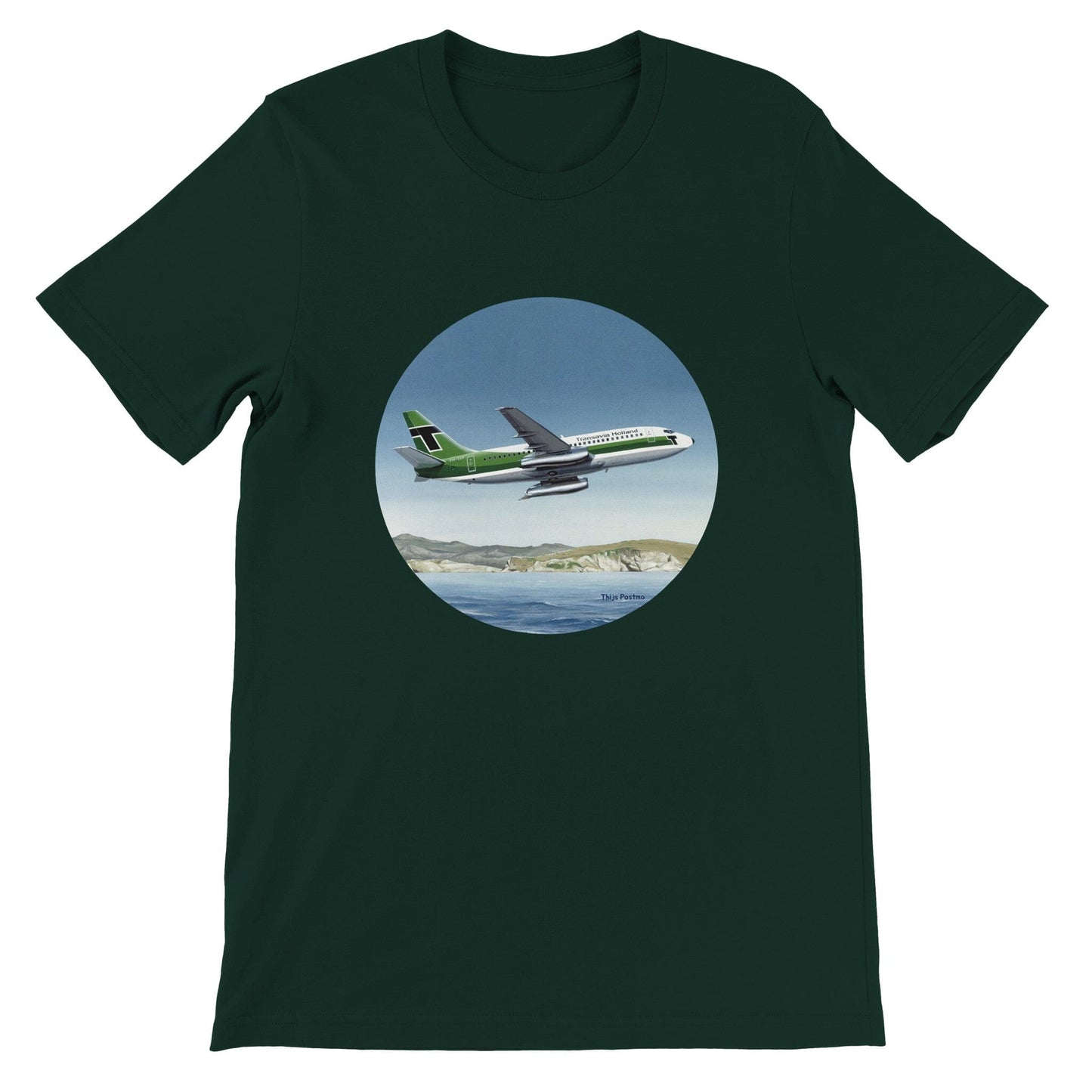 Thijs Postma - T-shirt - Boeing 737-200 Transavia Türkiye - Premium Unisex T-shirt TP Aviation Art Forest S 