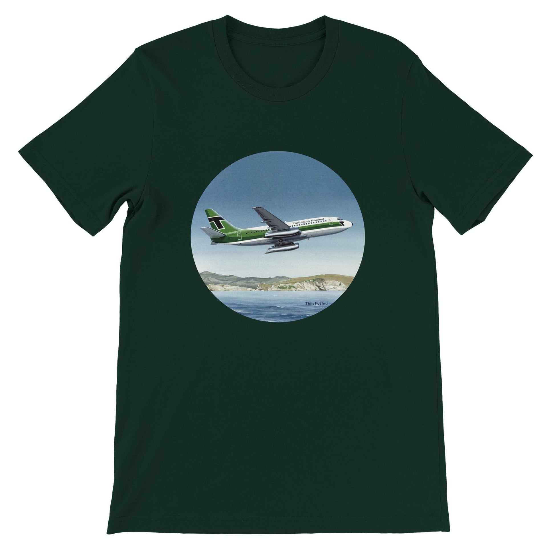 Thijs Postma - T-shirt - Boeing 737-200 Transavia Türkiye - Premium Unisex T-shirt TP Aviation Art Forest S 