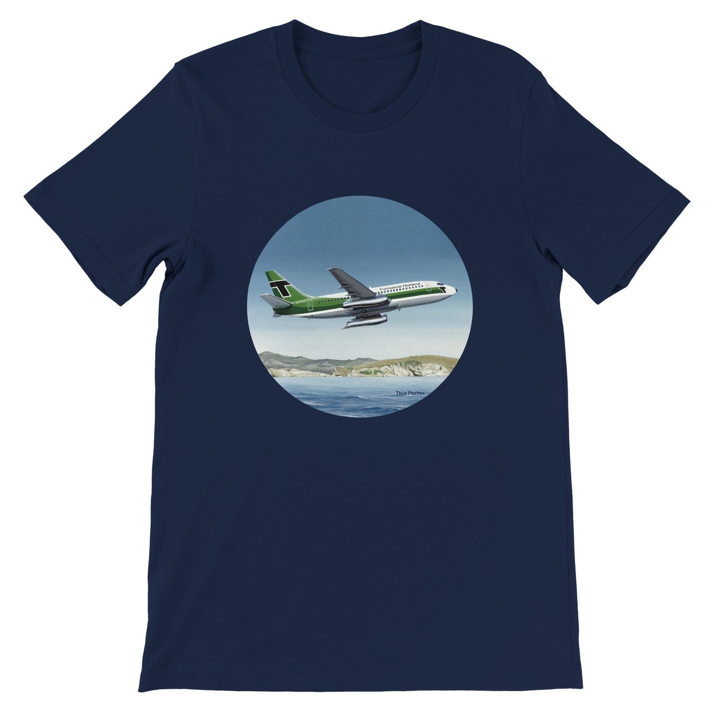 Thijs Postma - T-shirt - Boeing 737-200 Transavia Türkiye - Premium Unisex T-shirt TP Aviation Art Navy S 