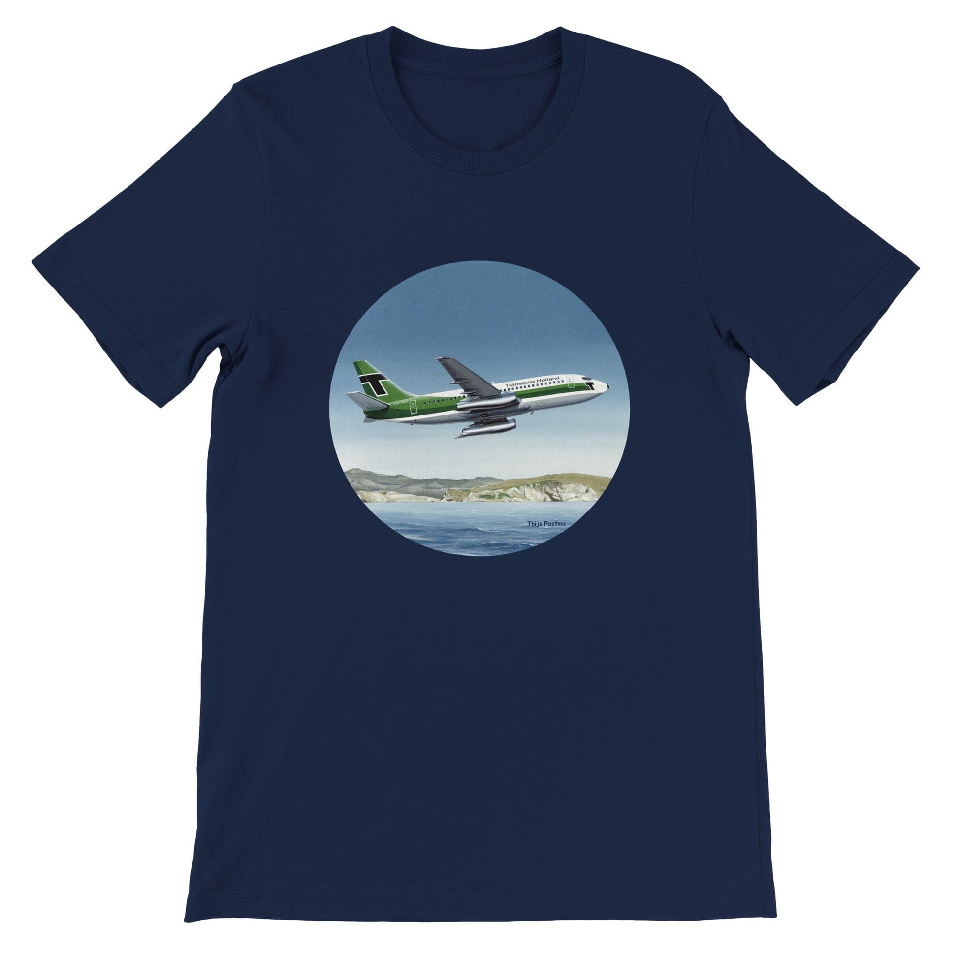 Thijs Postma - T-shirt - Boeing 737-200 Transavia Türkiye - Premium Unisex T-shirt TP Aviation Art Navy S 