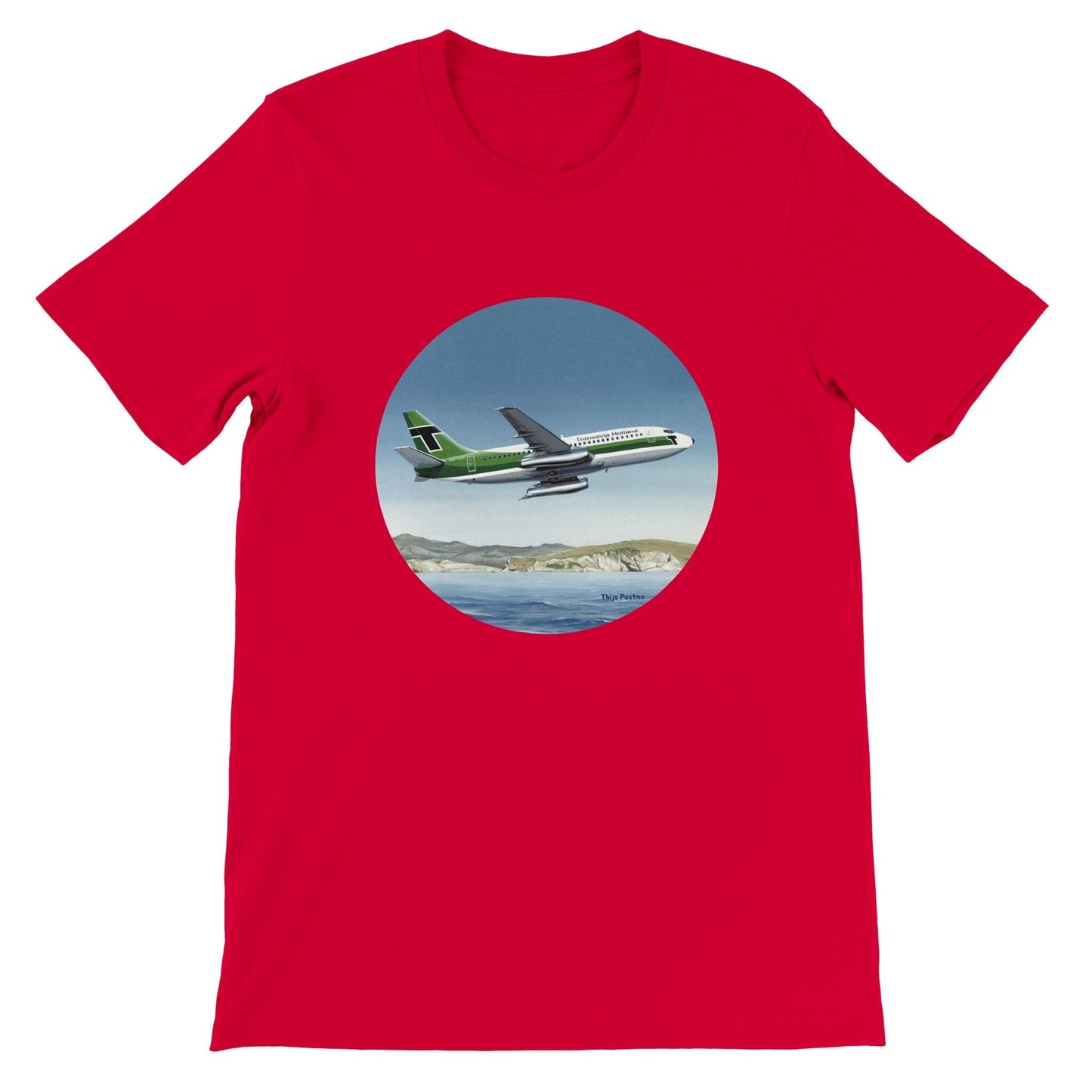 Thijs Postma - T-shirt - Boeing 737-200 Transavia Türkiye - Premium Unisex T-shirt TP Aviation Art Red S 