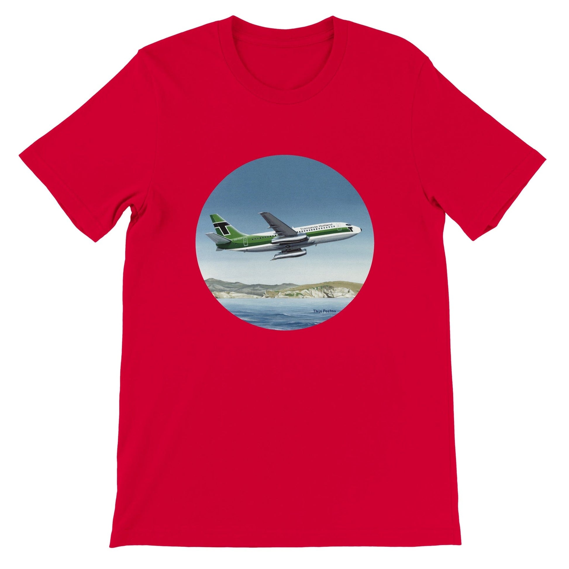 Thijs Postma - T-shirt - Boeing 737-200 Transavia Türkiye - Premium Unisex T-shirt TP Aviation Art Red S 