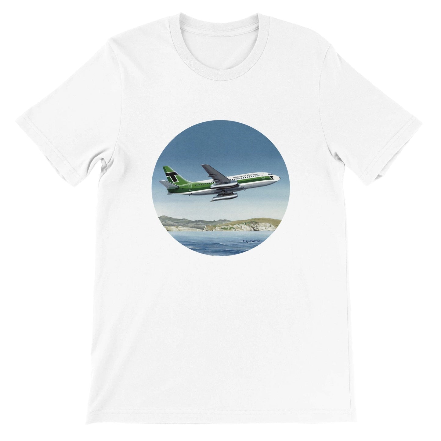 Thijs Postma - T-shirt - Boeing 737-200 Transavia Türkiye - Premium Unisex T-shirt TP Aviation Art White S 