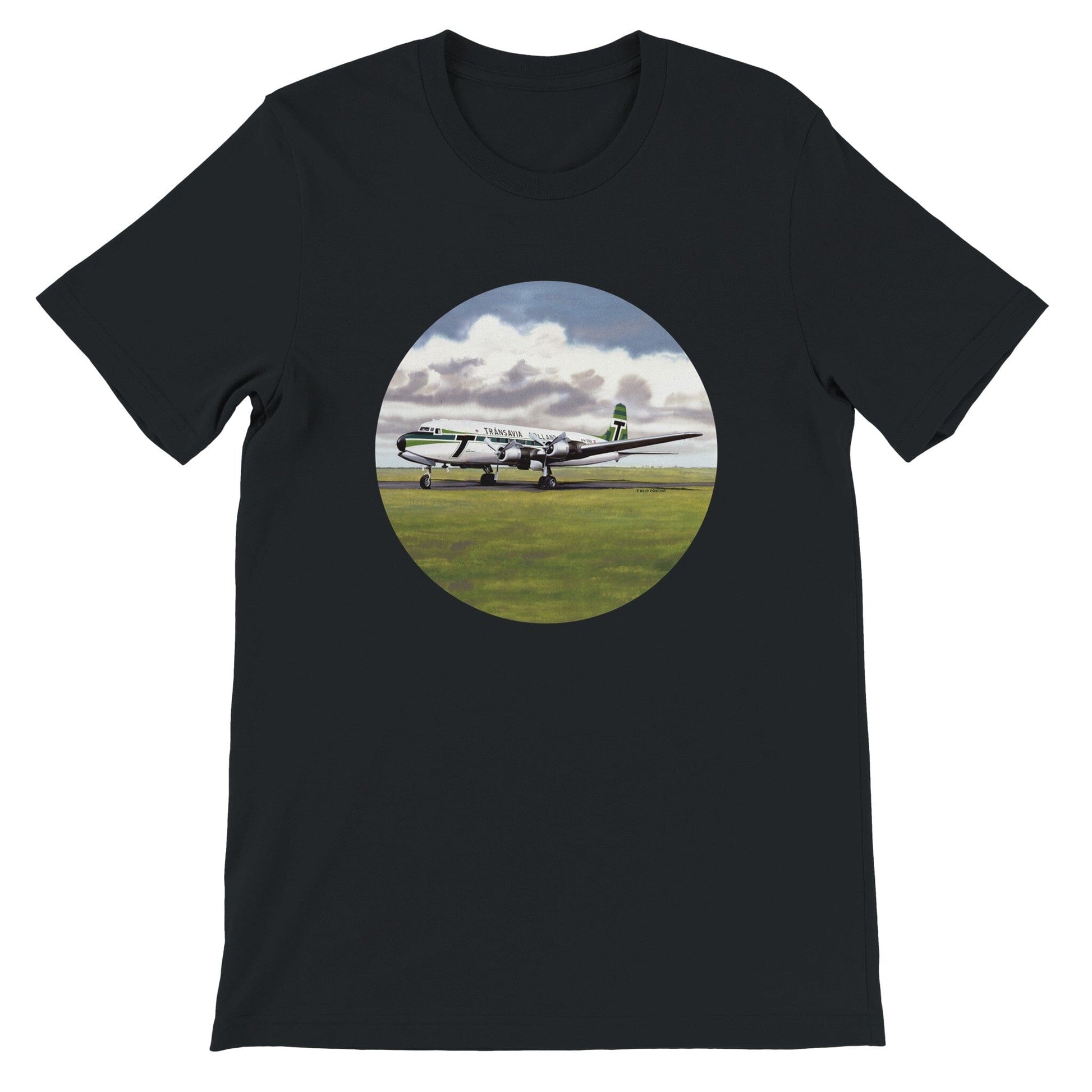 Thijs Postma - T-shirt - Douglas DC-6 Transavia - Premium Unisex T-shirt TP Aviation Art Black S 