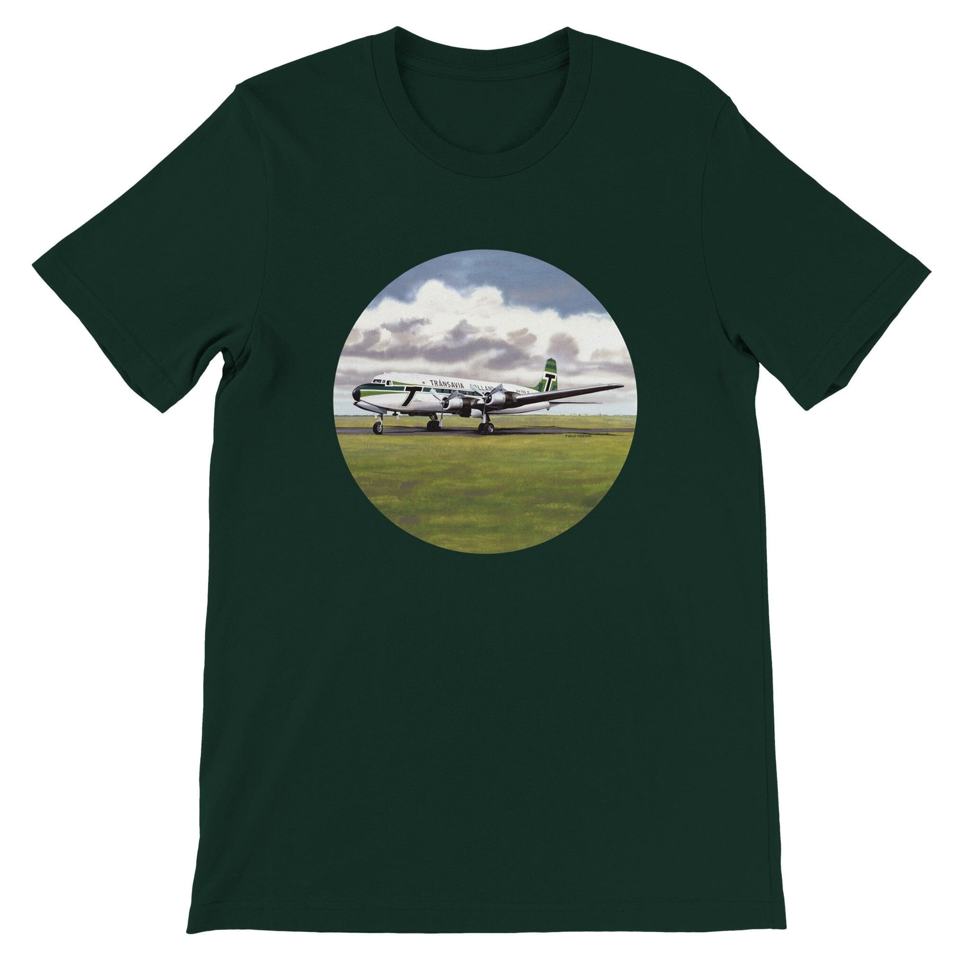 Thijs Postma - T-shirt - Douglas DC-6 Transavia - Premium Unisex T-shirt TP Aviation Art Forest S 