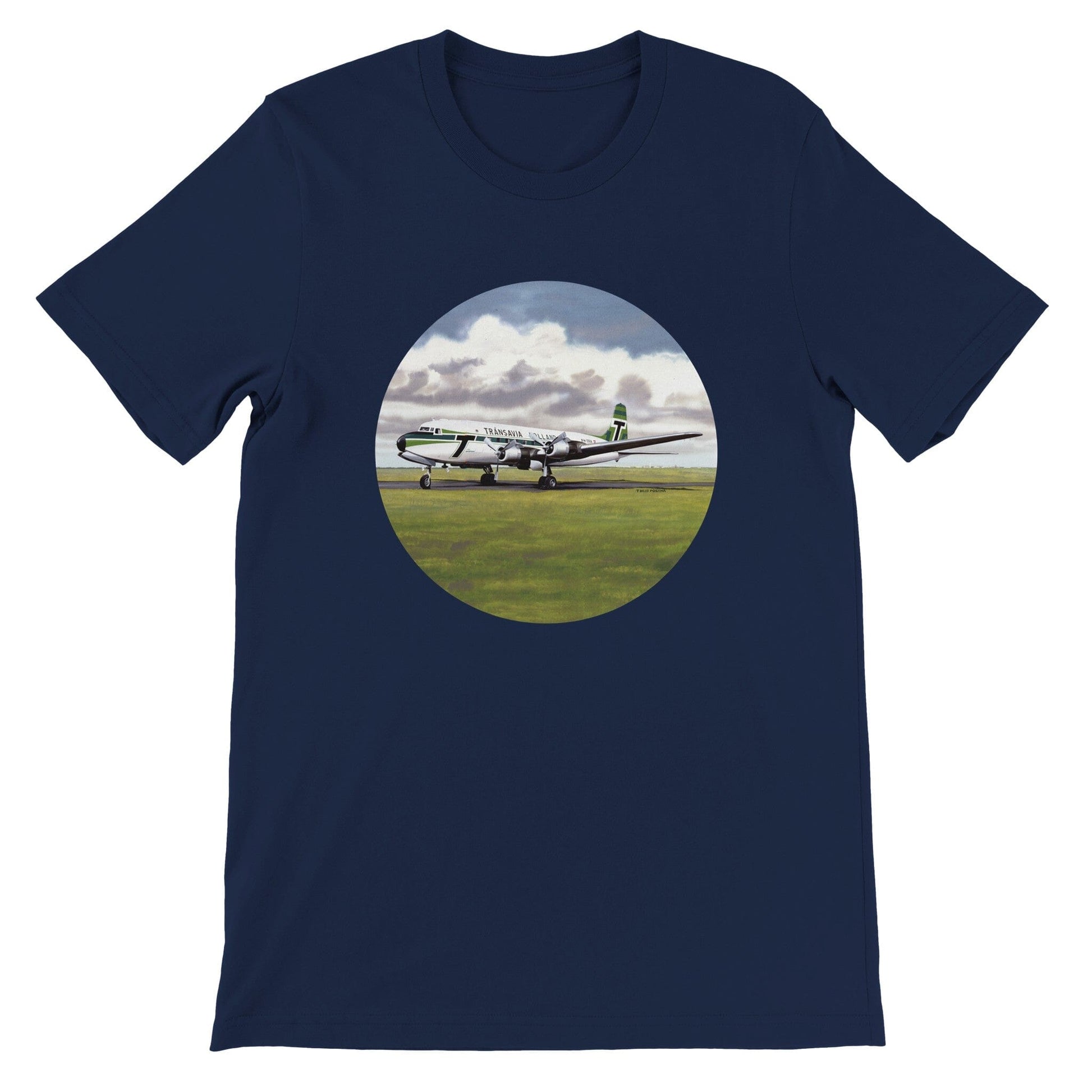 Thijs Postma - T-shirt - Douglas DC-6 Transavia - Premium Unisex T-shirt TP Aviation Art Navy S 