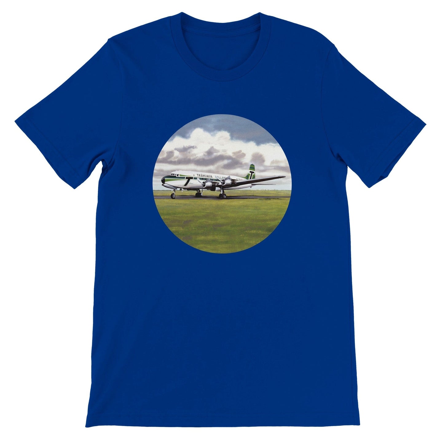 Thijs Postma - T-shirt - Douglas DC-6 Transavia - Premium Unisex T-shirt TP Aviation Art True Royal S 