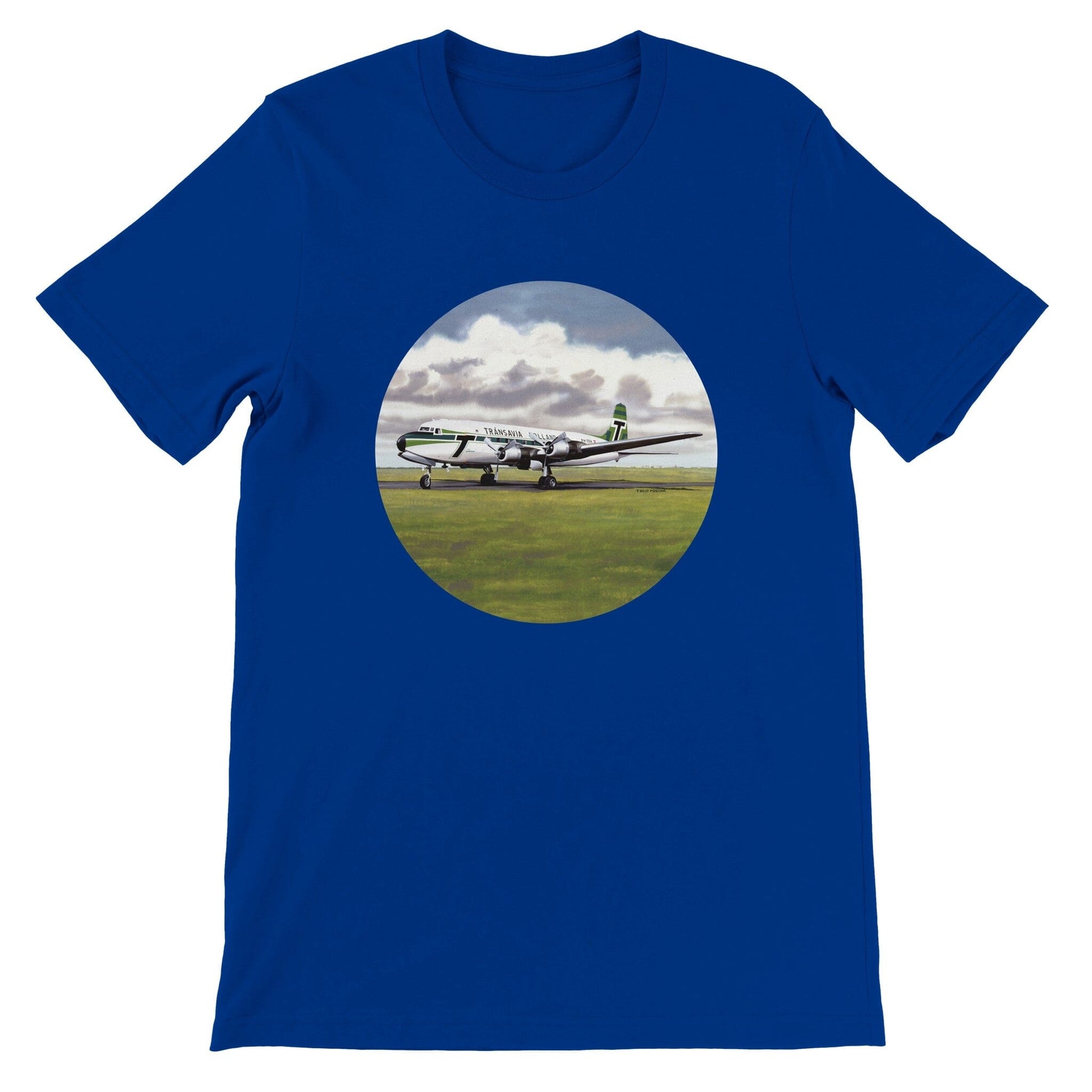 Thijs Postma - T-shirt - Douglas DC-6 Transavia - Premium Unisex T-shirt TP Aviation Art True Royal S 