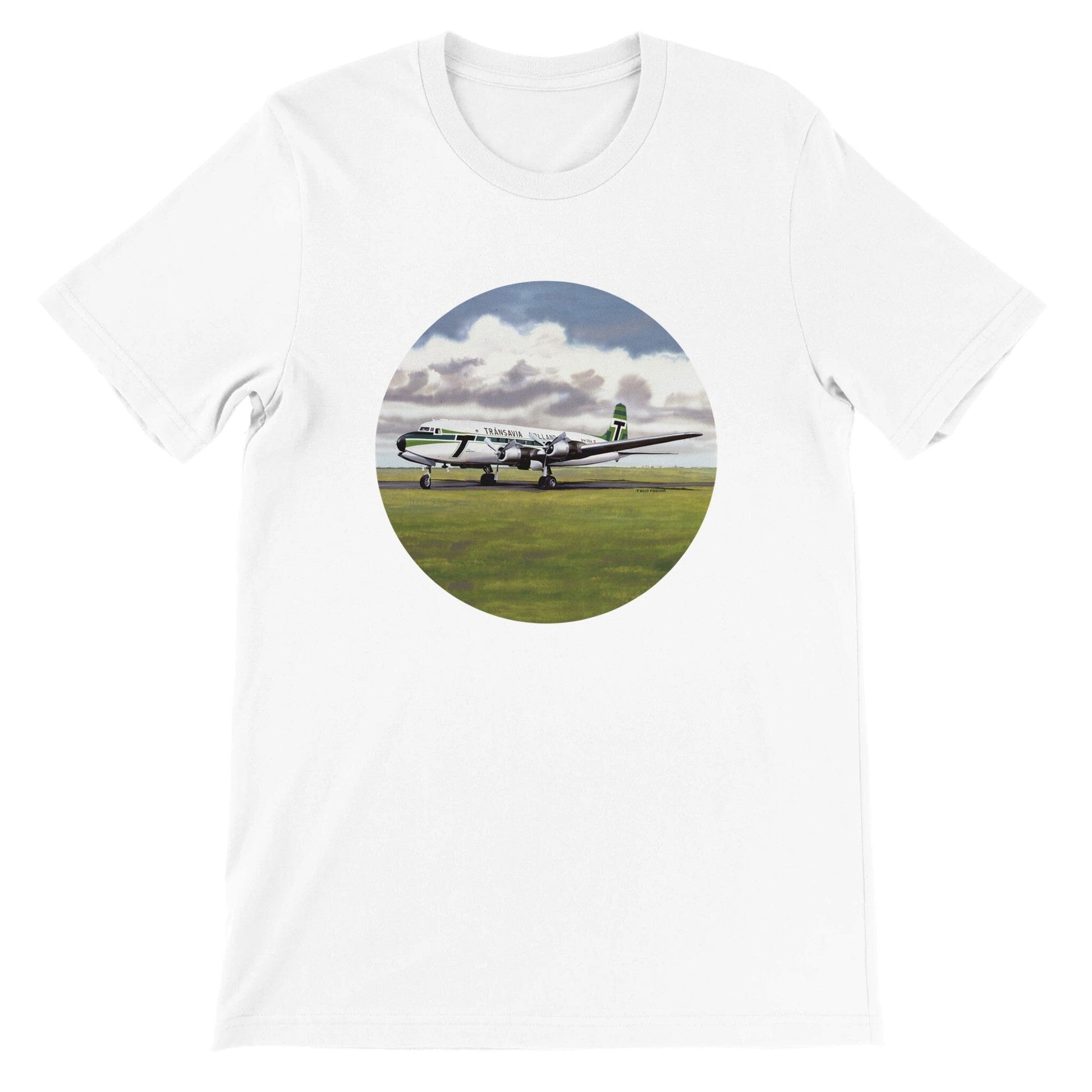 Thijs Postma - T-shirt - Douglas DC-6 Transavia - Premium Unisex T-shirt TP Aviation Art White S 