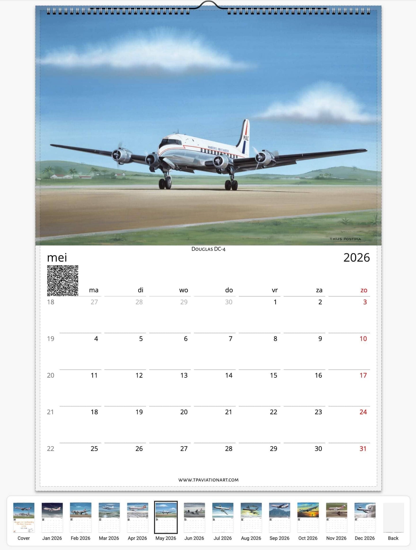 Thijs Postma - Vleugels van Verbeelding - Martinair Kalender 2026 Calendar TP Aviation Art 