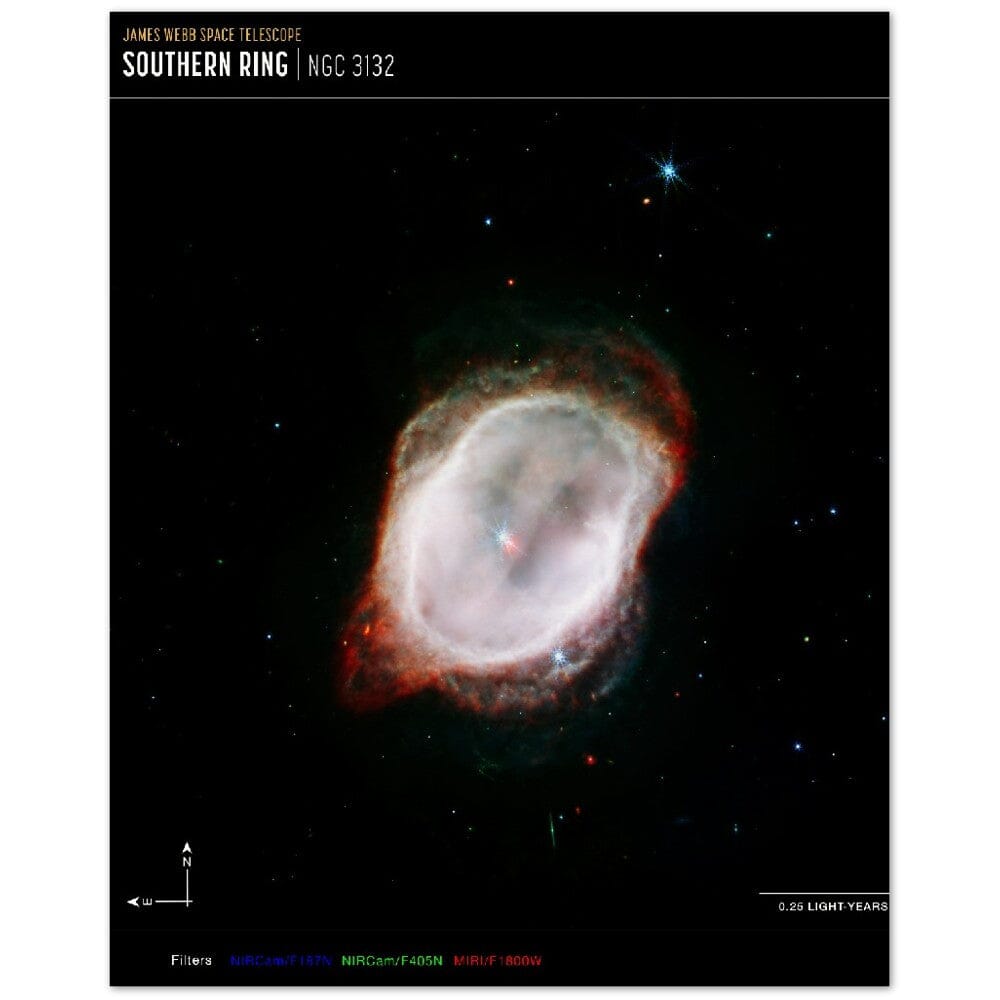 NASA - Poster - 12a. Southern Ring Nebula’s Gas (NIRCam and MIRI Composite Compass Image) - James Webb Space Telescope Poster Only TP Aviation Art 40x50 cm / 16x20″ 