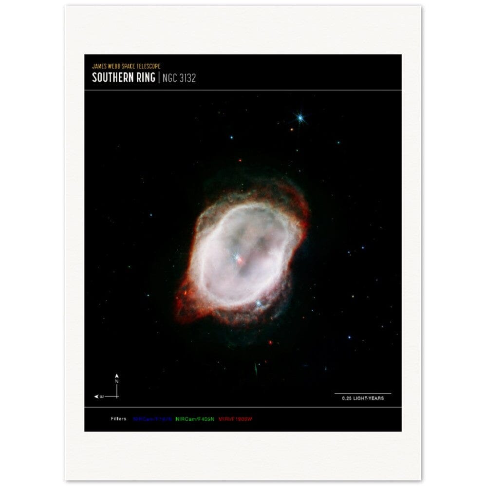 NASA - Poster - 12a. Southern Ring Nebula’s Gas (NIRCam and MIRI Composite Compass Image) - James Webb Space Telescope Poster Only TP Aviation Art 60x80 cm / 24x32″ 