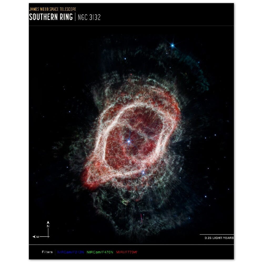 Nasa Ringer NASA - Poster - 12b. Southern Ring Nebula’s Spokes (NIRCam and MIRI Co ...