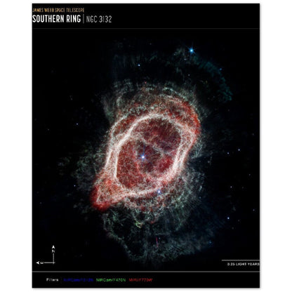 NASA - Poster - 12b. Southern Ring Nebula’s Spokes (NIRCam and MIRI Composite Compass Image) - James Webb Space Telescope Poster Only TP Aviation Art 