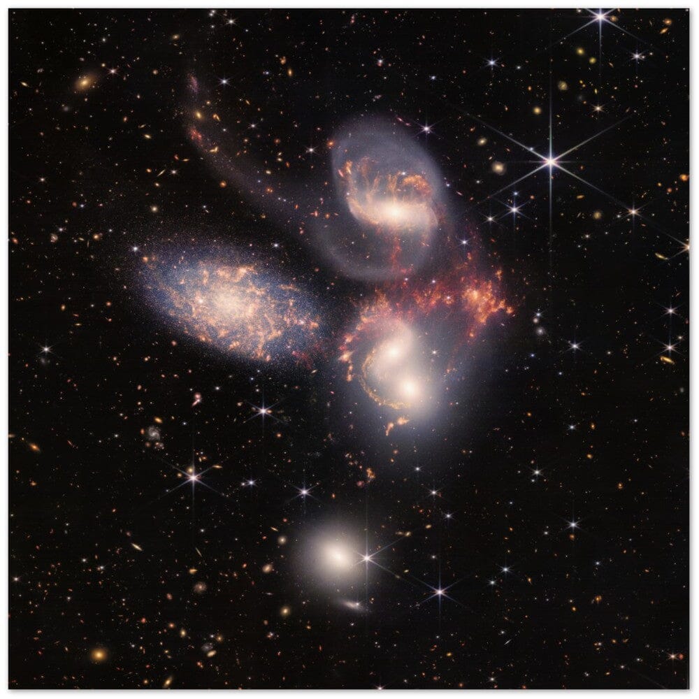 NASA - Poster - 4a. Stephan's Quintet (NIRCam and MIRI Composite Image) - James Webb Space Telescope Poster Only TP Aviation Art 45x45 cm / 18x18″ Horizontal 