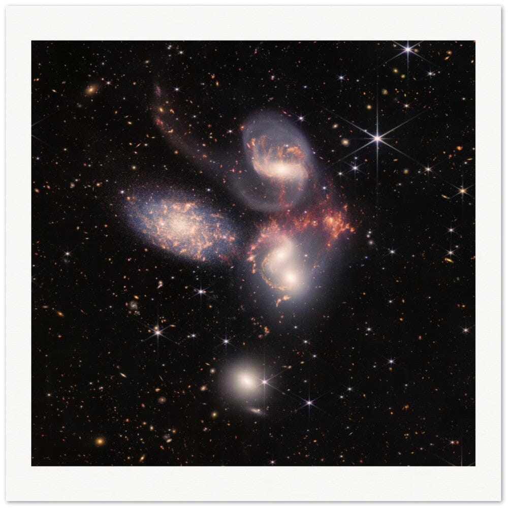NASA - Poster - 4a. Stephan's Quintet (NIRCam and MIRI Composite Image) - James Webb Space Telescope Poster Only TP Aviation Art 70x70 cm / 28x28″ Vertical 