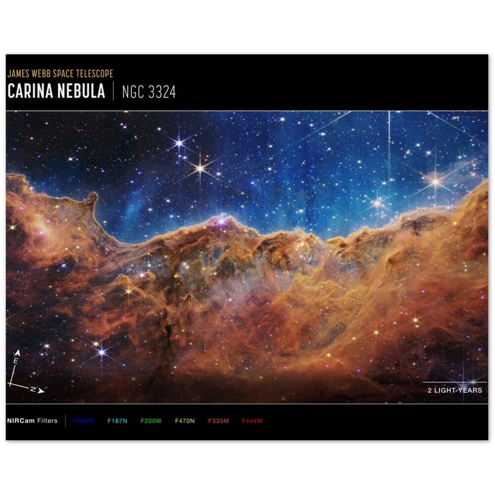 NASA - Poster - 5b. Cosmic Cliffs in the Carina Nebula (NIRCam Compass Image) - James Webb Space Telescope Poster Only TP Aviation Art 40x50 cm / 16x20″ 