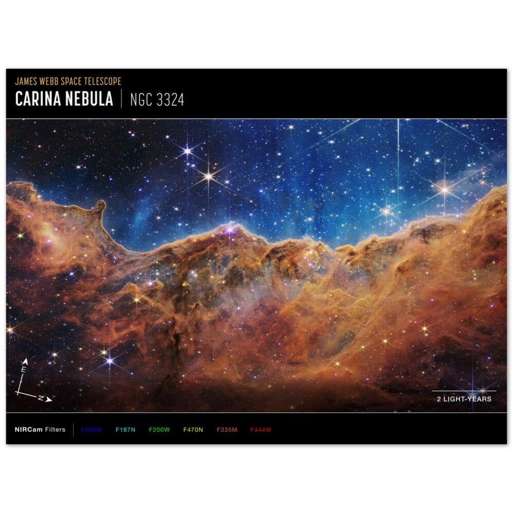 NASA - Poster - 5b. Cosmic Cliffs in the Carina Nebula (NIRCam Compass Image) - James Webb Space Telescope Poster Only TP Aviation Art 45x60 cm / 18x24″ 