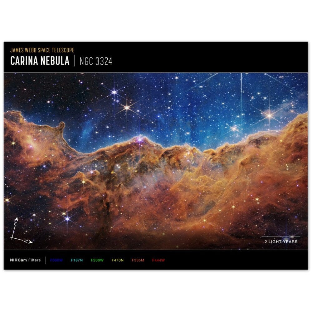 NASA - Poster - 5b. Cosmic Cliffs in the Carina Nebula (NIRCam Compass Image) - James Webb Space Telescope Poster Only TP Aviation Art 75x100 cm / 30x40″ 