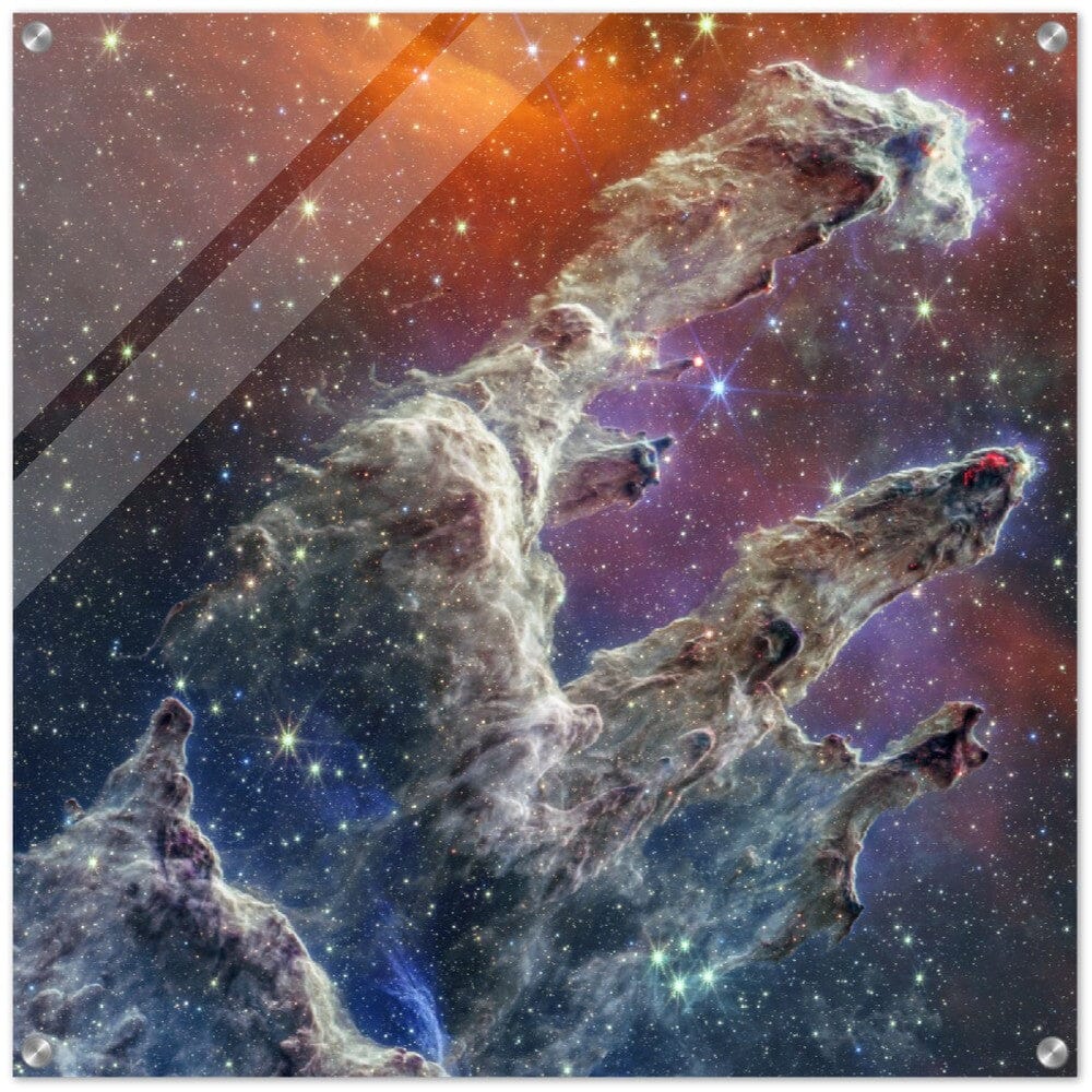 NASA - Poster - Acrylic - 9b. Pillars of Creation (NIRCam and MIRI Composite Image) - James Webb Space Telescope Acrylic Print TP Aviation Art 60x60 cm / 24x24″ 
