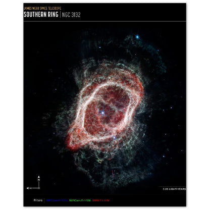 NASA - Poster - Aluminum - 12b. Southern Ring Nebula’s Gas (NIRCam and MIRI Composite Compass Image) - James Webb Space Telescope Aluminum Print TP Aviation Art 40x50 cm / 16x20″ 