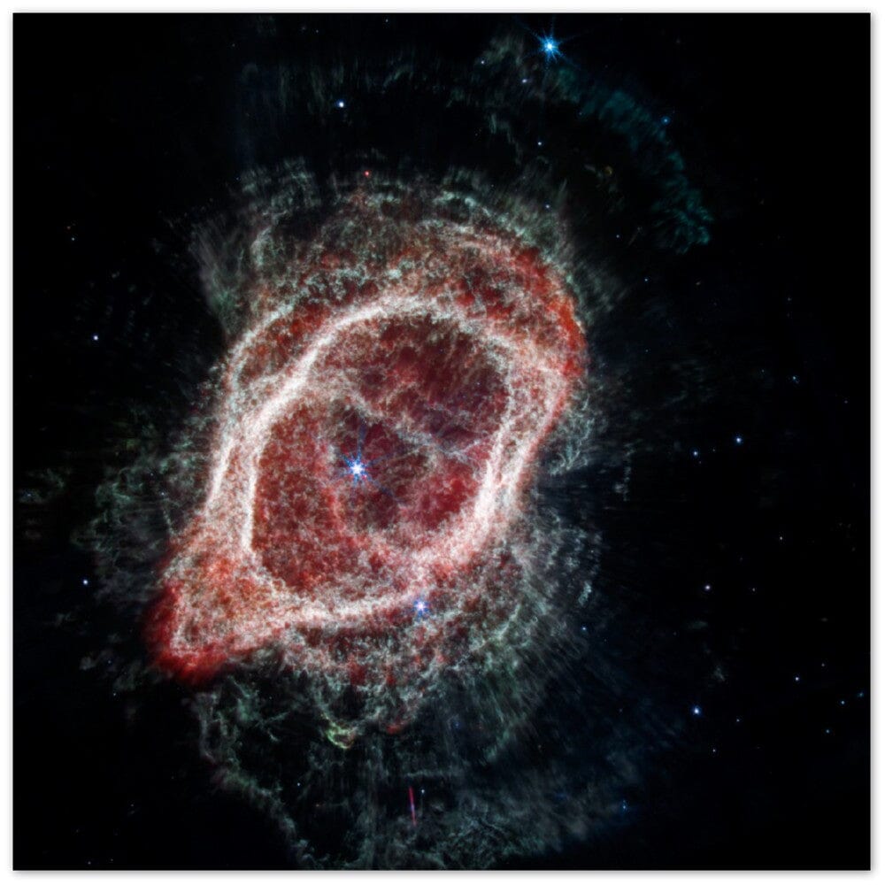 NASA - Poster - Aluminum - 12b. Southern Ring Nebula’s Gas (NIRCam and MIRI Composite Compass Image) - James Webb Space Telescope Aluminum Print TP Aviation Art 60x60 cm / 24x24″ 
