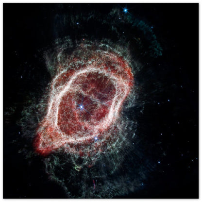 NASA - Poster - Aluminum - 12b. Southern Ring Nebula’s Gas (NIRCam and MIRI Composite Compass Image) - James Webb Space Telescope Aluminum Print TP Aviation Art 