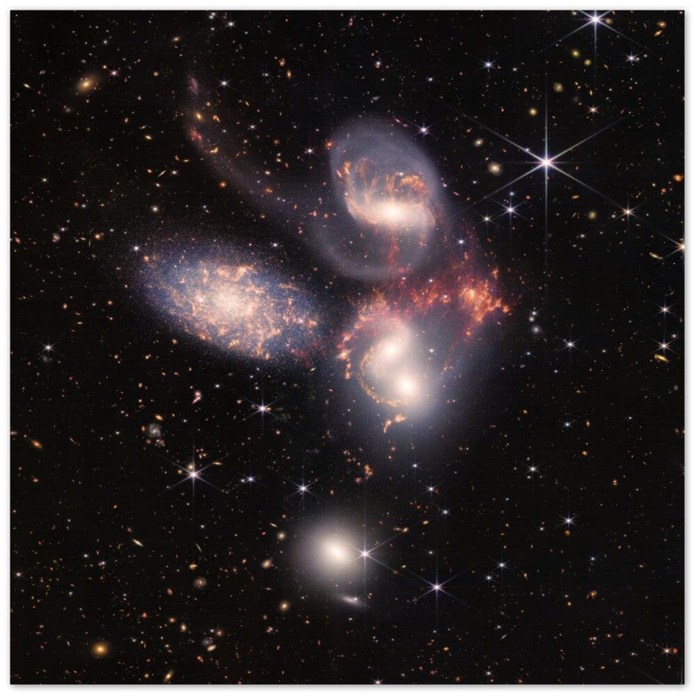 NASA - Poster - Aluminum - 4a. Stephan's Quintet (NIRCam and MIRI Composite Image) - James Webb Space Telescope Aluminum Print TP Aviation Art 40x40 cm / 16x16″ 