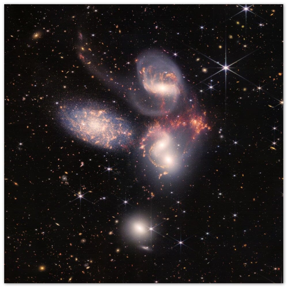 NASA - Poster - Aluminum - 4a. Stephan's Quintet (NIRCam and MIRI Composite Image) - James Webb Space Telescope Aluminum Print TP Aviation Art 60x60 cm / 24x24″ 
