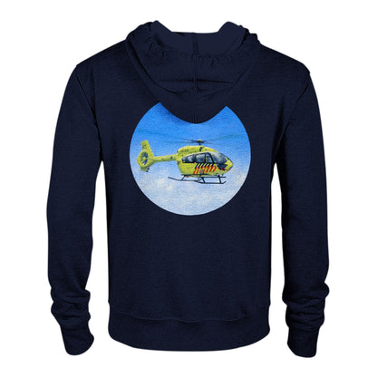 Peter Hoogenberg - Hoodie - Ambulance Helicopter Wadden Islands - Classic Unisex Zip Hoodie TP Aviation Art Navy S 