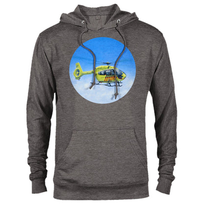 Peter Hoogenberg - Hoodie - Ambulance Helicopter Wadden Islands - Premium Unisex Pullover Hoodie TP Aviation Art Charcoal Heather XS 