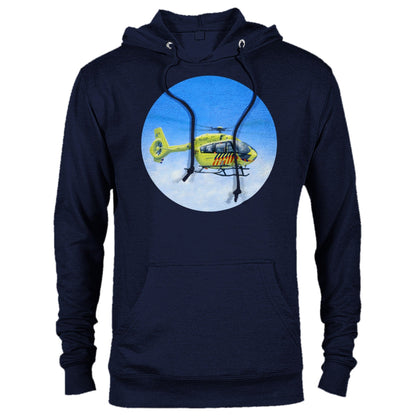 Peter Hoogenberg - Hoodie - Ambulance Helicopter Wadden Islands - Premium Unisex Pullover Hoodie TP Aviation Art Navy XS 
