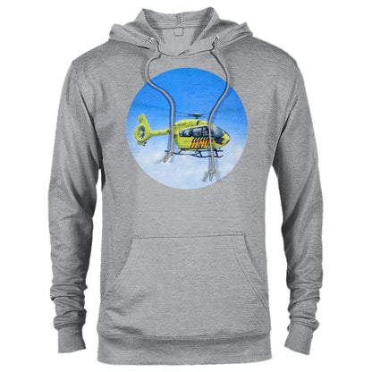 Peter Hoogenberg - Hoodie - Ambulance Helicopter Wadden Islands - Premium Unisex Pullover Hoodie TP Aviation Art Sports Grey XS 