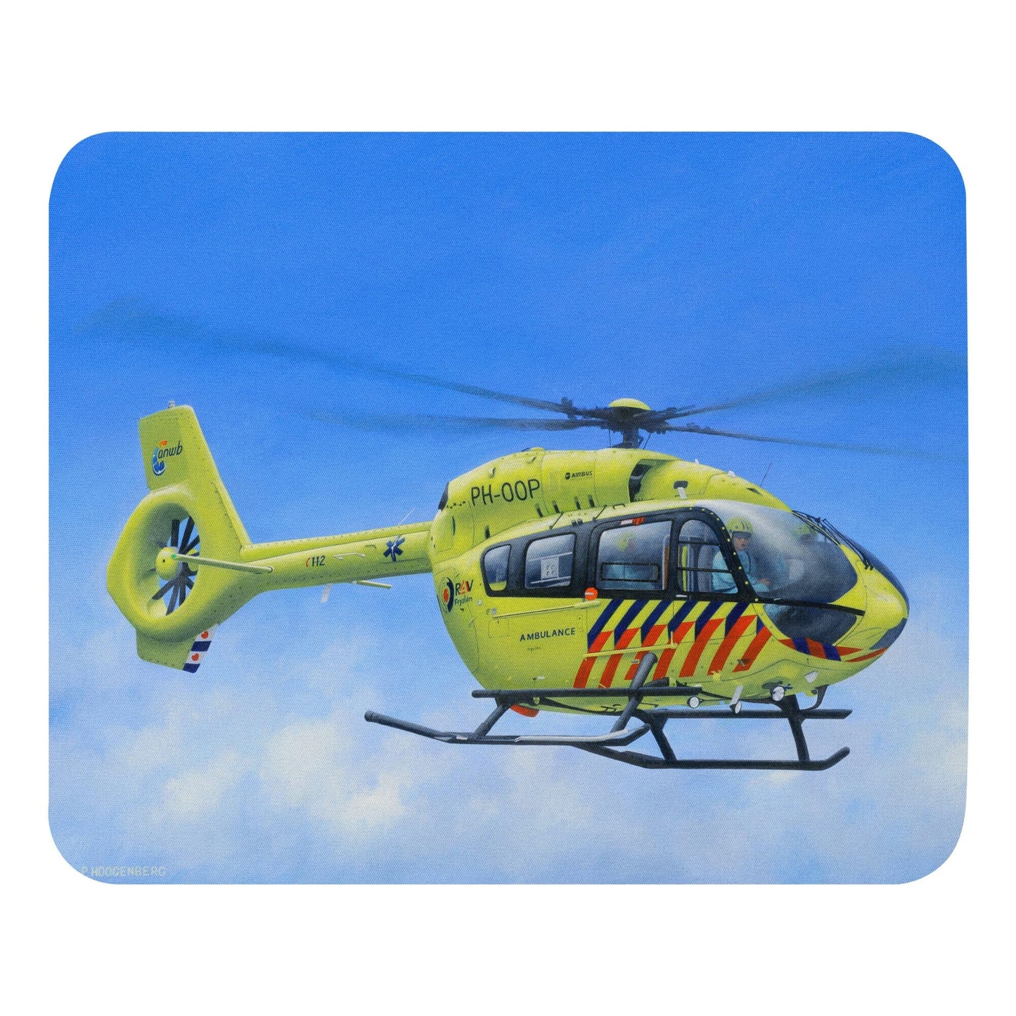 Peter Hoogenberg - Mouse Pad - ANWB Helicopter Wadden Islands Mouse Pads TP Aviation Art 